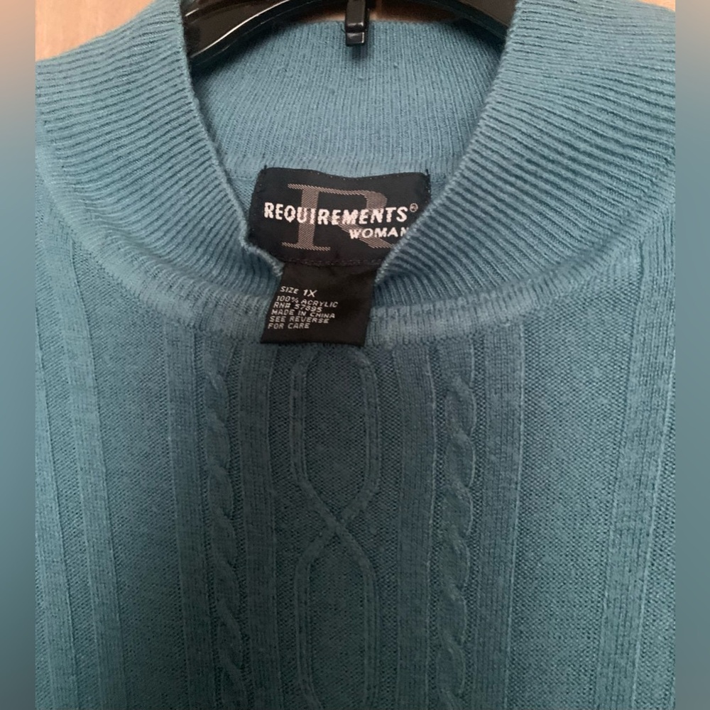 Women's Requirements Sweater Pullover XL Blue High Neck, Long Sleeves